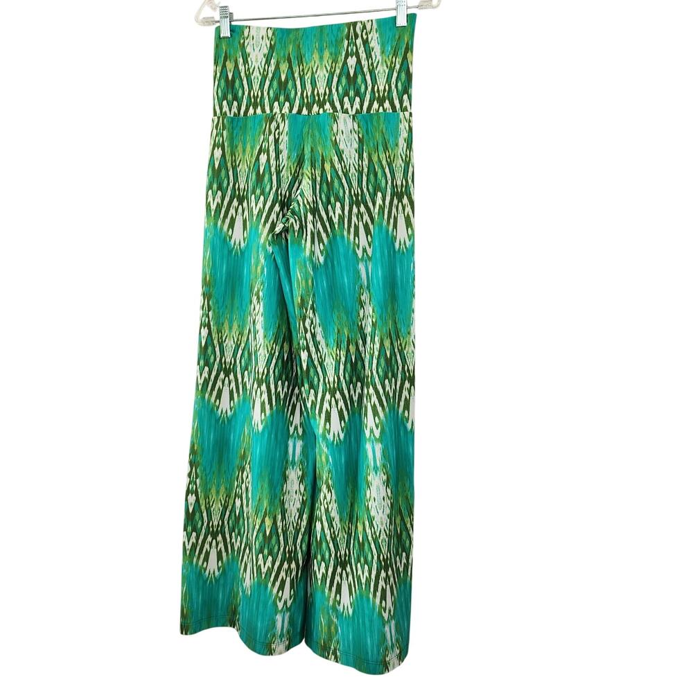 Patti Biggs Vintage green Palazzo pull-on Pants M Hippie Boho Tropical tencel - Picture 9 of 11